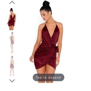 Brand new satin wrap mini dress